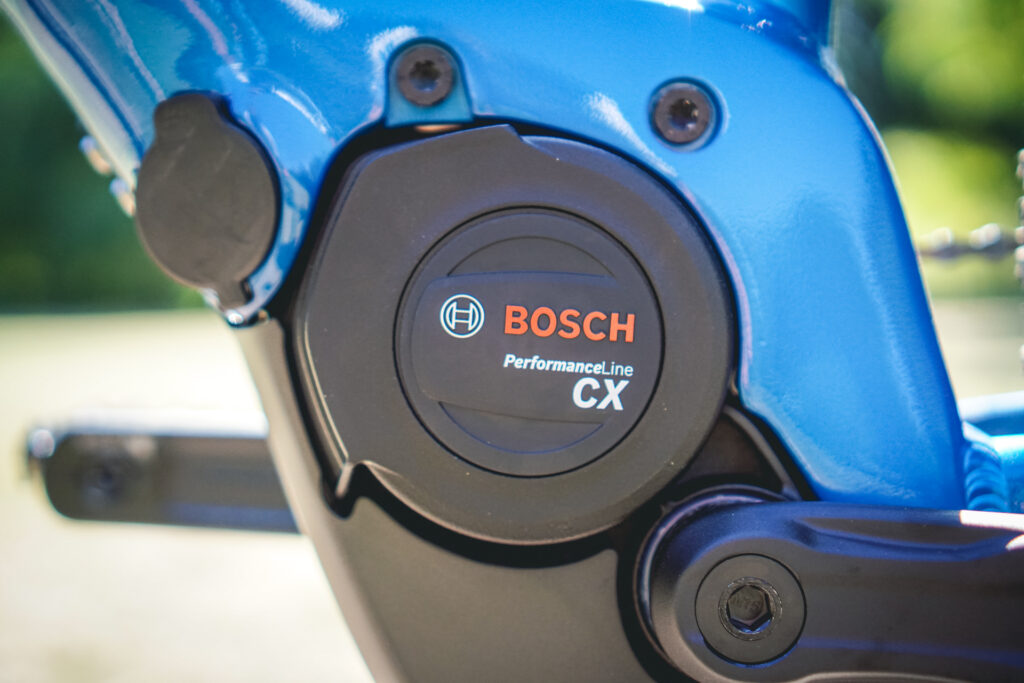 Bosch Performance Line CX-Motor am Axess Element 2022, Nahaufnahme des Antriebs für E-Bikes.