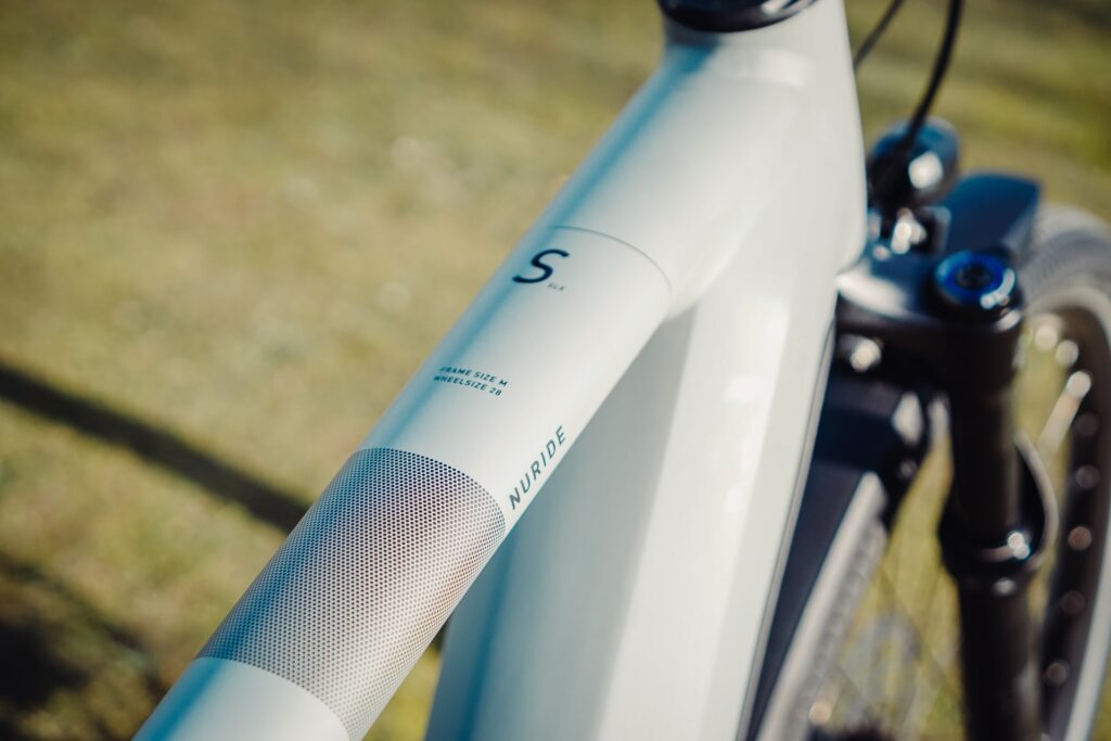 Cube Nuride Hybrid SLX 750 Allroad 2023 Rahmen, Nahaufnahme, zeigt Details und Design des E-Bikes.