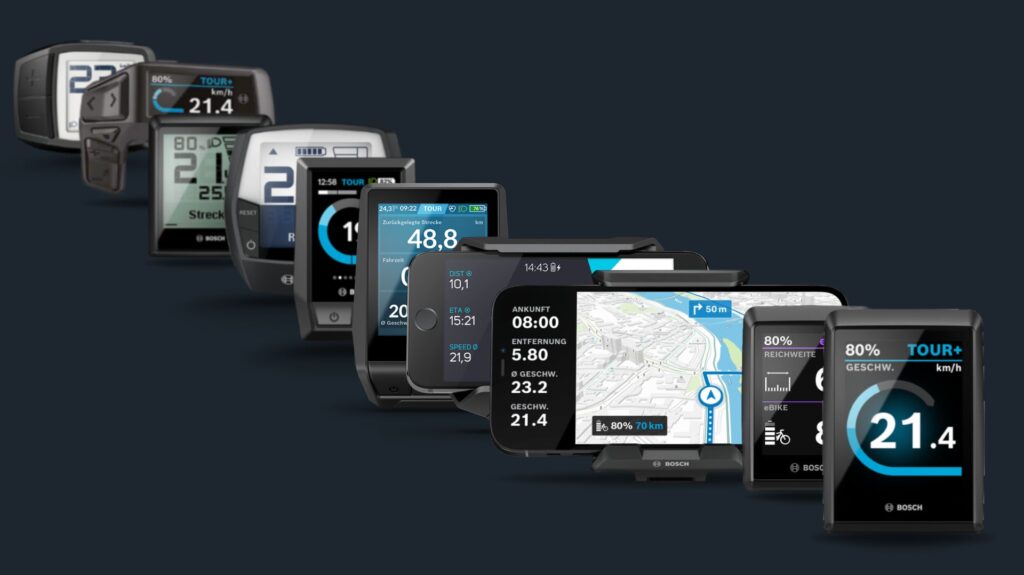 Moderne Bosch E-Bike-Displays: Überblick über das Smart System mit neuen Funktionen und Design-Verbesserungen.