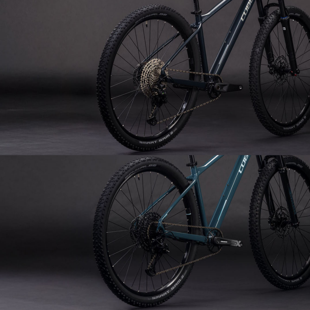 Collage von zwei Bildern, die die beiden Modelle Cubte Attention Pro und Attention SLX im Vergleich zeigen