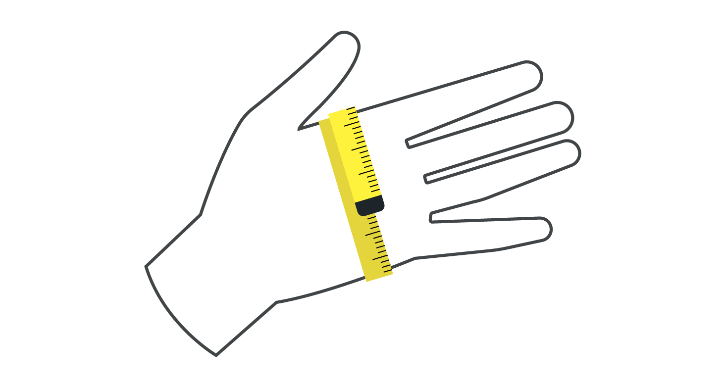 Grafik für die richtige Größenmessung der Hand