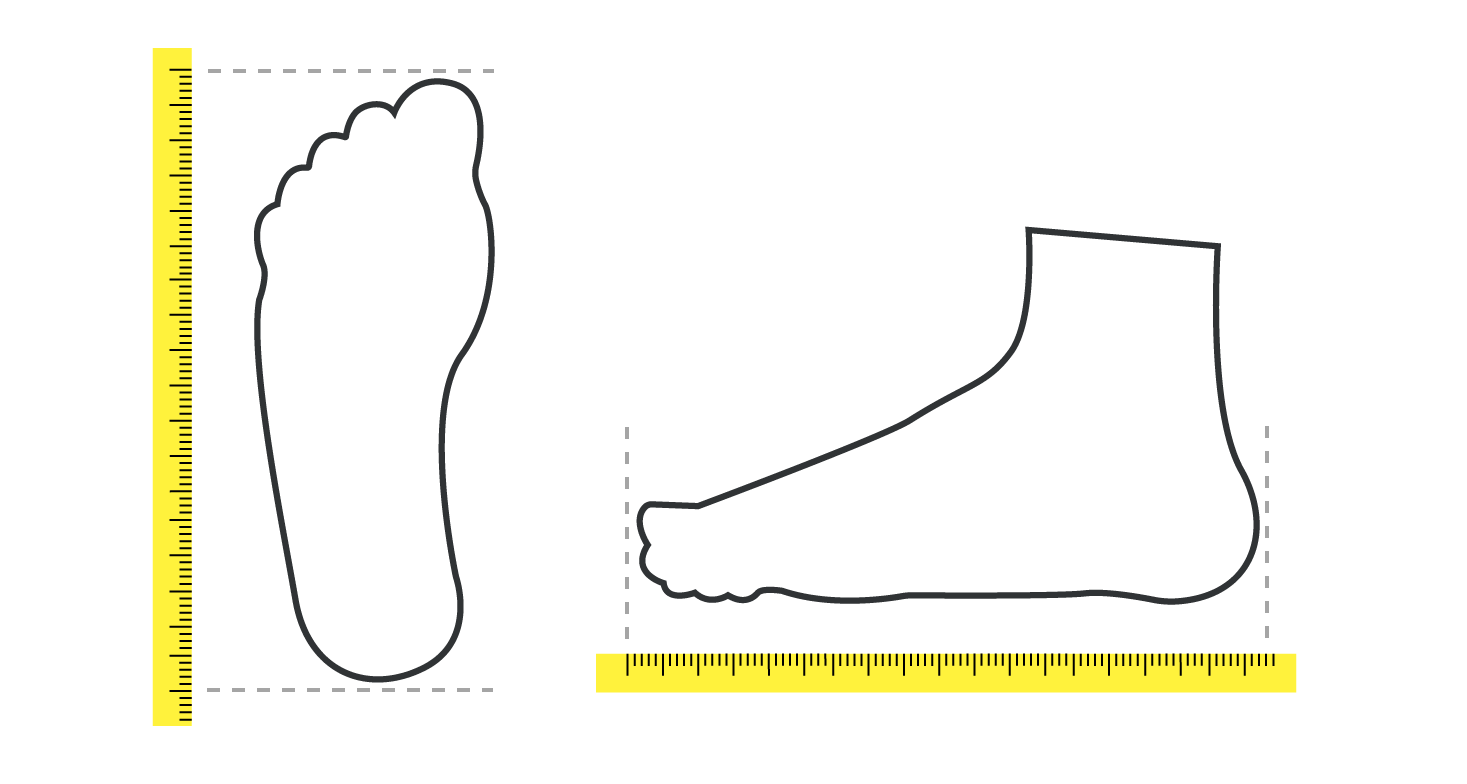 Grafik für die Messung der Schuhgröße